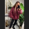 Damska kurtka puchowa oversize typu puffer w kolorze bordowym